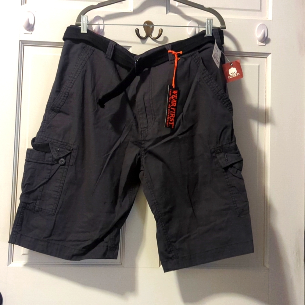 Men's cotton cargo short charcoal grey, size 36